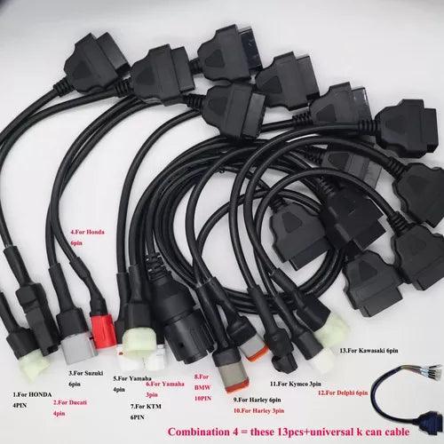 Kit 13 Adaptadores Obd2 Para Diagnostico De Motocicletas