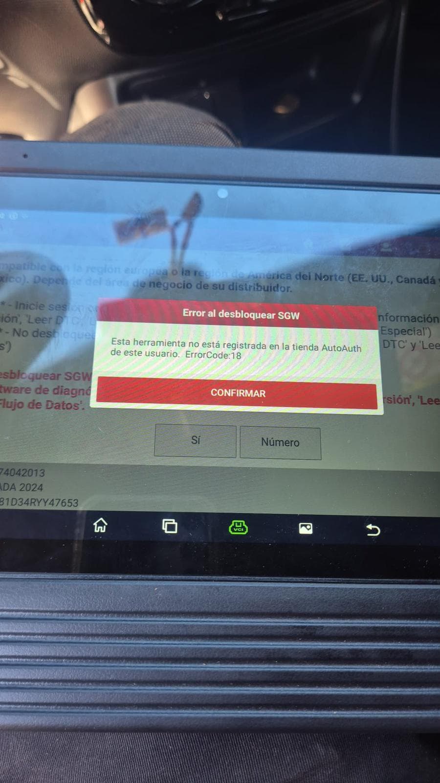 Error Code 18 - FCA SGW bloqueo de escaner